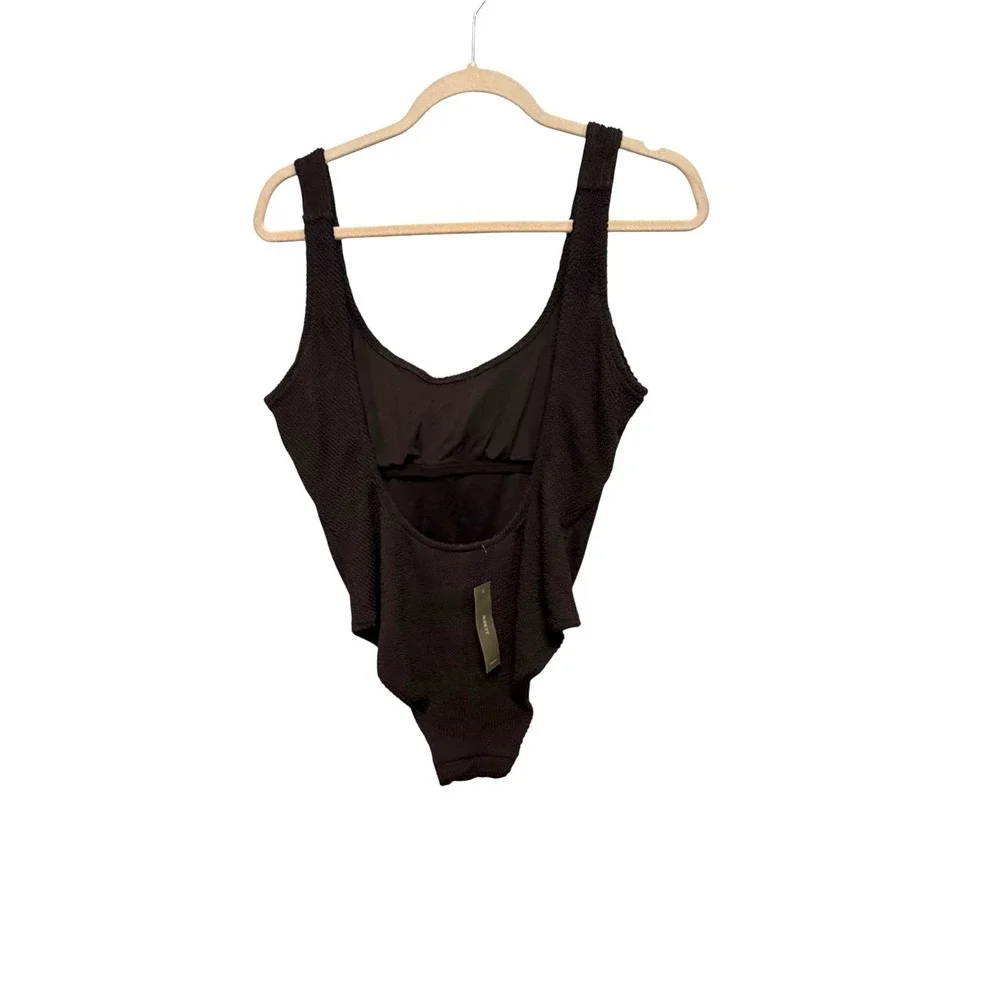 J.Crew Claudia Scrunchie One-Piece Swimsuit Inky Espresso Brown Size 10 NWT